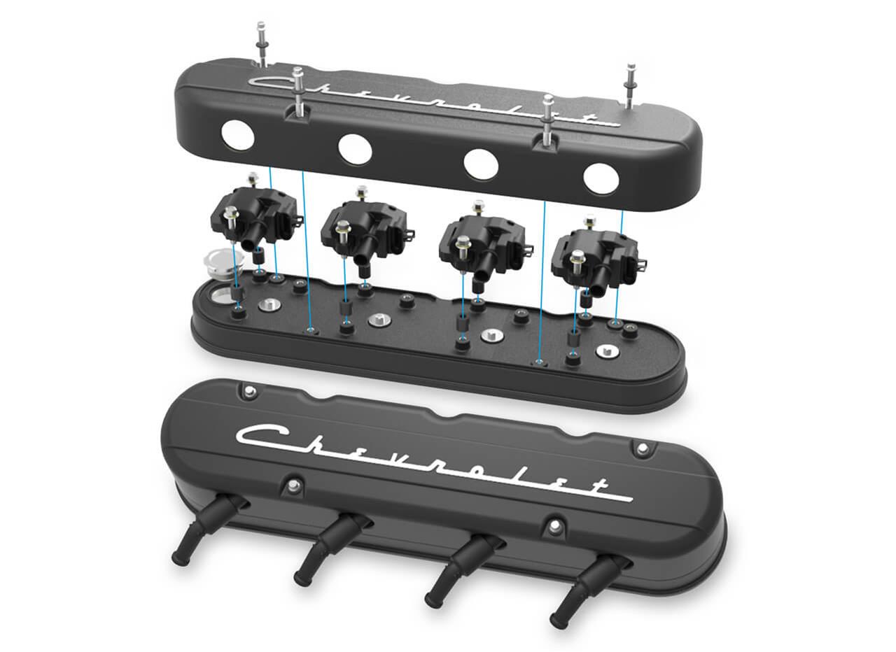 2-PIECE VALVE COVER GM LS CHEVROLET LOGO